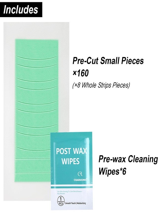Charmonic 160 Pcs Eyebrow Wax Strips - Waxing Strips, Waxing Kit for Eyebrow Shaper and Upper Lip Cheek Face Hair Removal, Traveling and At Home Use, Contains 6 Pcs Post Wax Wipes, Long-lasting Smoothness - Image 2